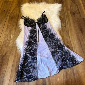 Coquette Sheer Purple lace lingerie slip dress size small